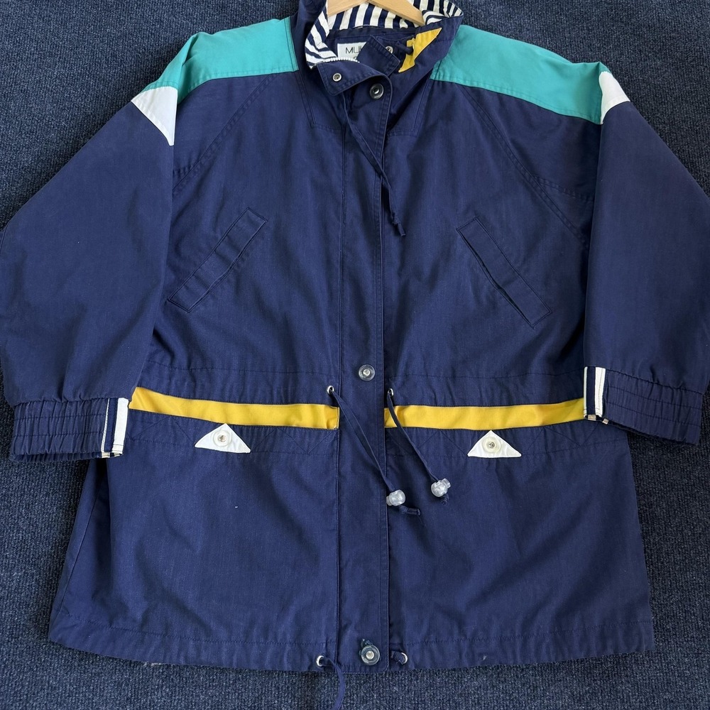 Vintage Mulberry Street Jacket Mens Large Blue Nautical Anorak Snap Front